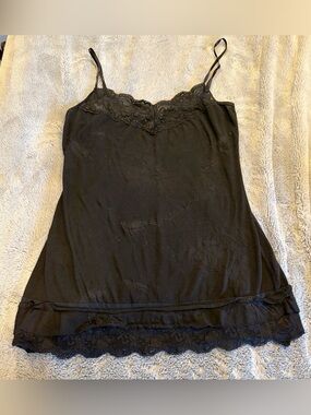 Vintage Charlotte Russe Black Lace-Trim Camisole